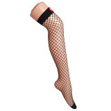 Women's Black and White Fishnet Knee-High Stockings Sexy Nurse Costume Mesh Thigh-High Socks