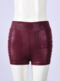 Women's Summer Fashion Slim Waist Snakeskin Faux Leather Sexy Shorts