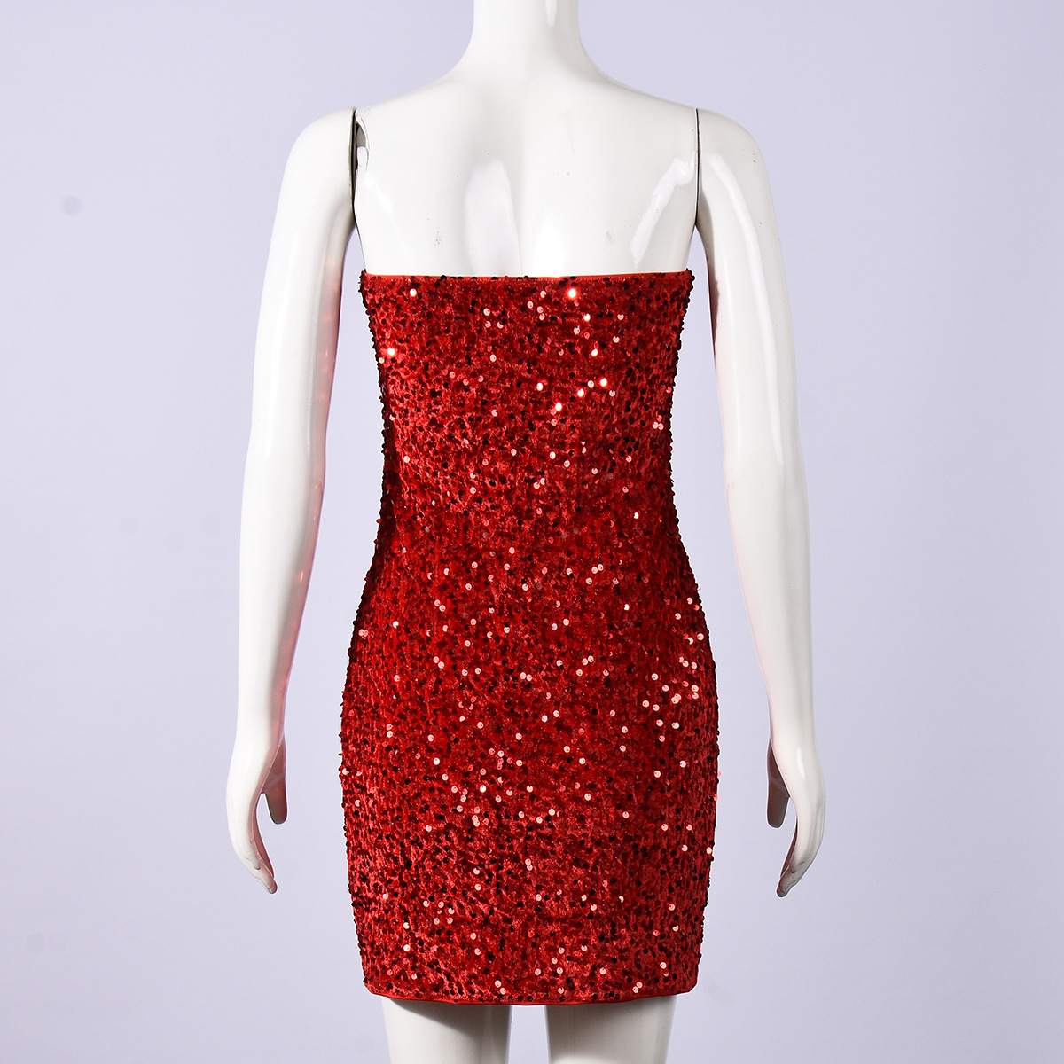 Sequin Strapless Low Back Dress for Summer Parties