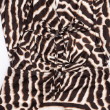 Women's Fall Animal Print Cowl Neck Long-Sleeve Sexy Bodycon Dress