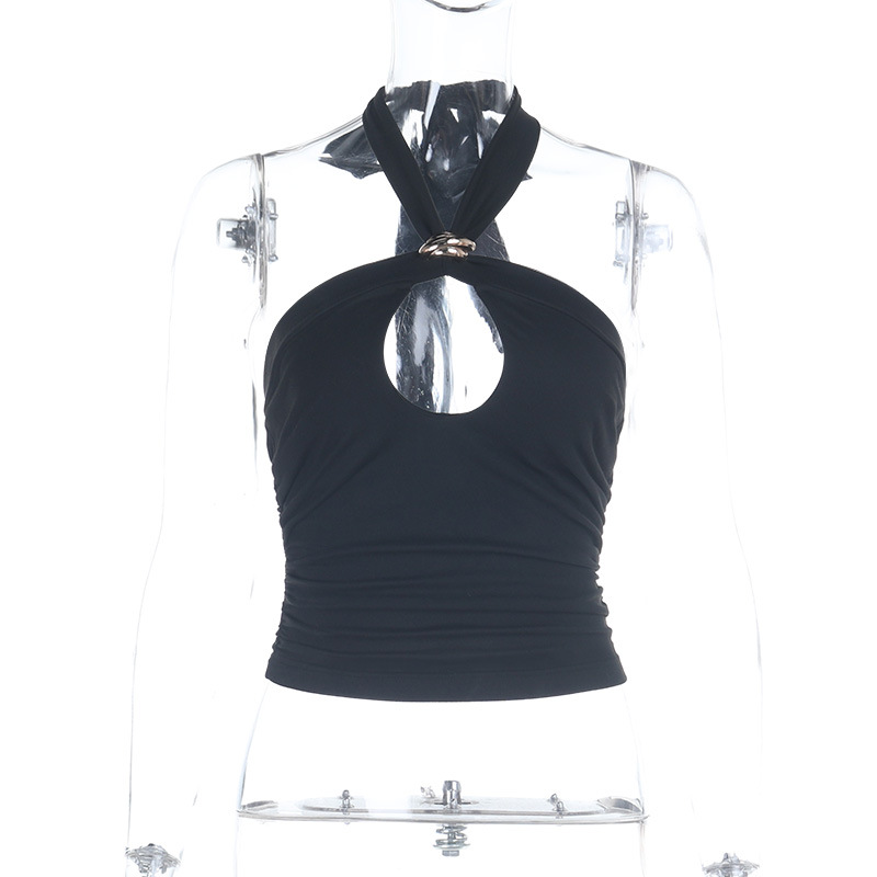 Halter Neck Cutout Basics Top for Casual Wear