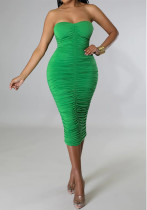 Women Pleated Stretch Strapless Maxi Dress Women Pleated Stretch Strapless Maxi Dress