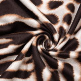 Women's Fall Animal Print Cowl Neck Long-Sleeve Sexy Bodycon Dress