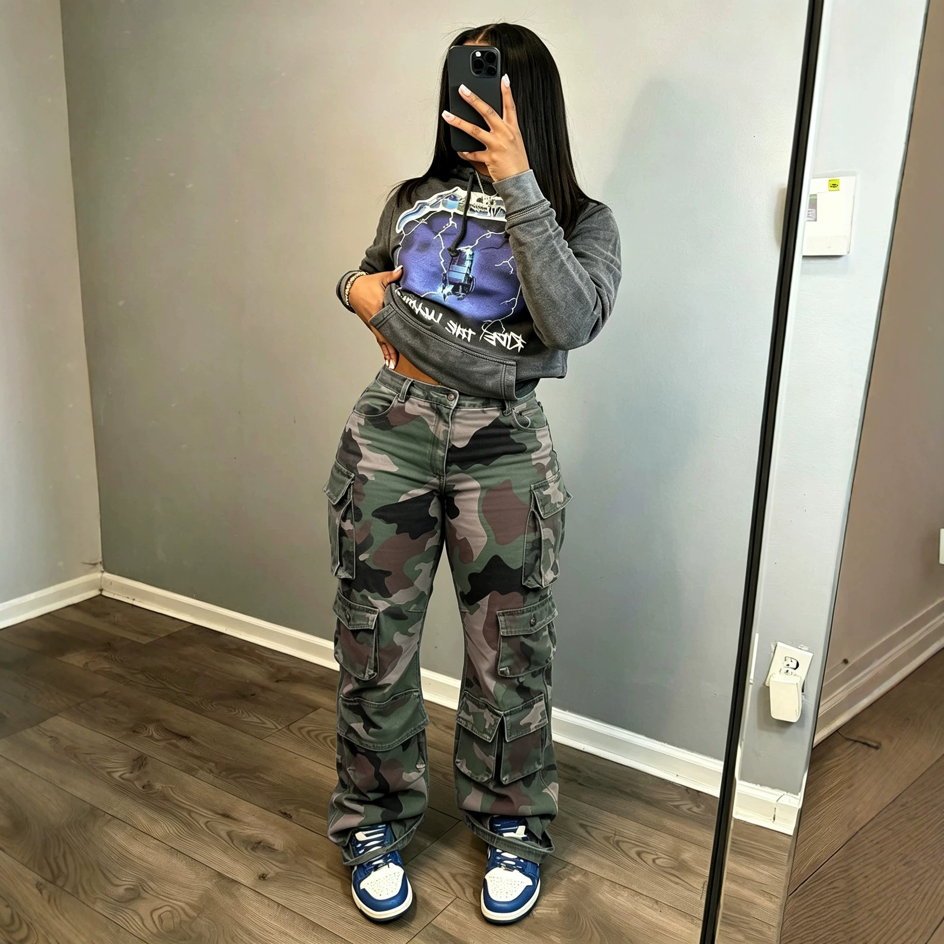 Camouflage Cargo Denim Long Pants for Streetwear