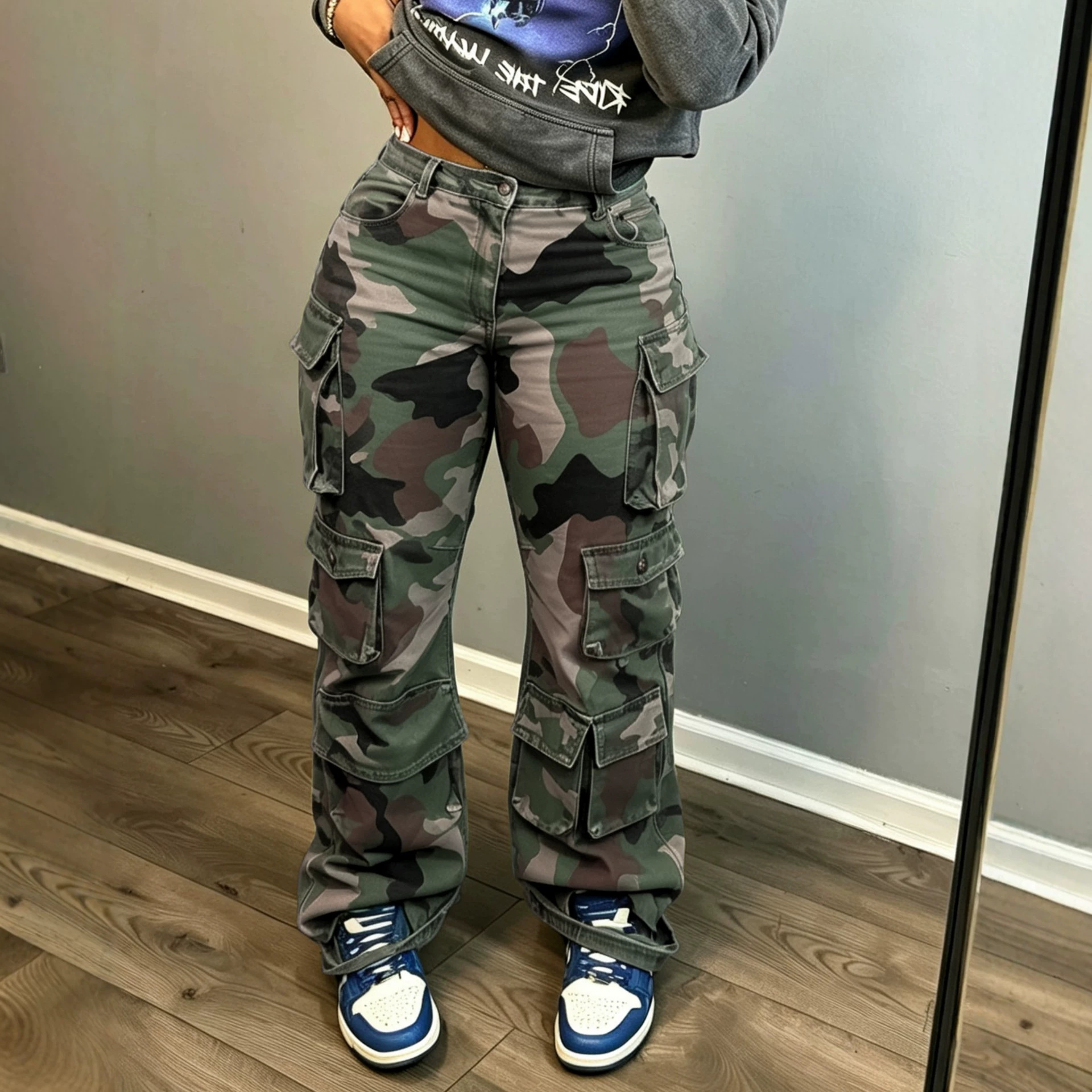 Camouflage Cargo Denim Long Pants for Streetwear