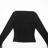 Women's Fall Fuzzy Long-Sleeve Slim Fit Basics T-Shirt