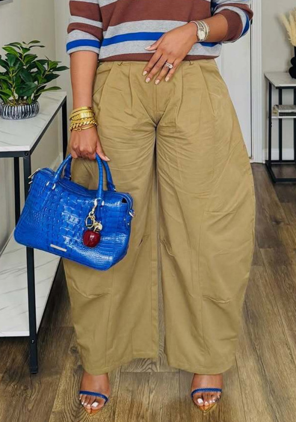 Women Khaki Casual Long Pants