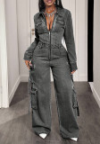Women Casual Denim Overall Jumpsuit