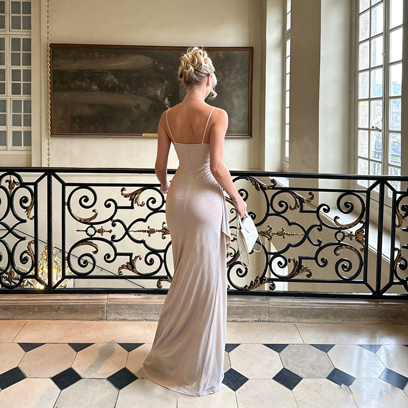 Sparkly Strappy Slit Long Dress for Evening Parties