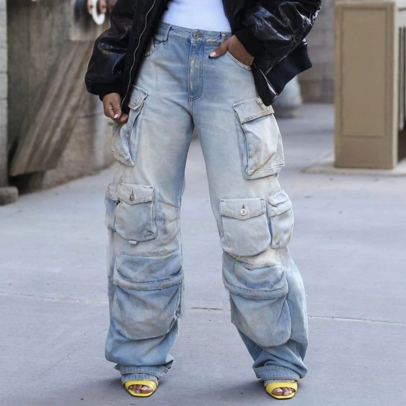 Denim Cargo Long Pants for Autumn & Winter