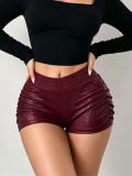 Women's Summer Fashion Slim Waist Snakeskin Faux Leather Sexy Shorts