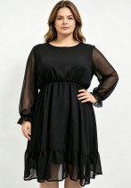 Plus Size Women Spring‑Autumn Long‑Sleeve Chiffon Dress Plus Size Women Spring‑Autumn Long‑Sleeve Chiffon Dress