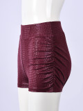 Women's Summer Fashion Slim Waist Snakeskin Faux Leather Sexy Shorts