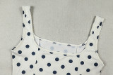 Women's Casual Slim Waist Polka Dot Round Neck Sleeveless A-Line Strap Dress