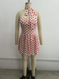 Y2K Women's Polka Dot Print Strapless Dress Mini Nightclub Dress