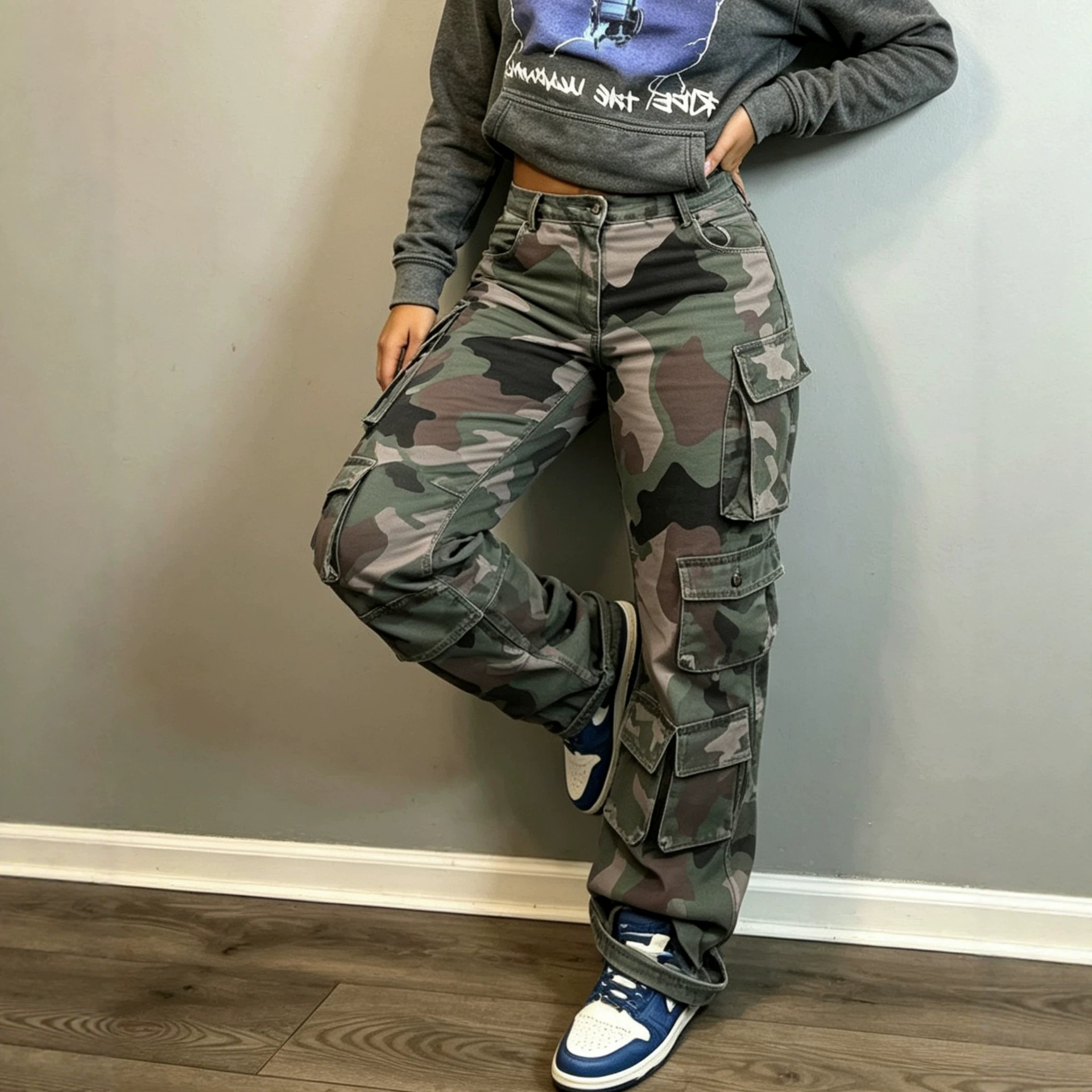 Camouflage Cargo Denim Long Pants for Streetwear