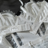 Women Lace Underwire Waist‑Cinching See‑Through Sexy Cami Nightgown