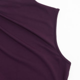 Women's Elegant Slash Shoulder Ruched Slim Waist Side Ruffle Maxi Dress