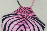 Women's Fashion Color-Block Halter Neck Bodycon Asymmetrical Summer Mini Dress