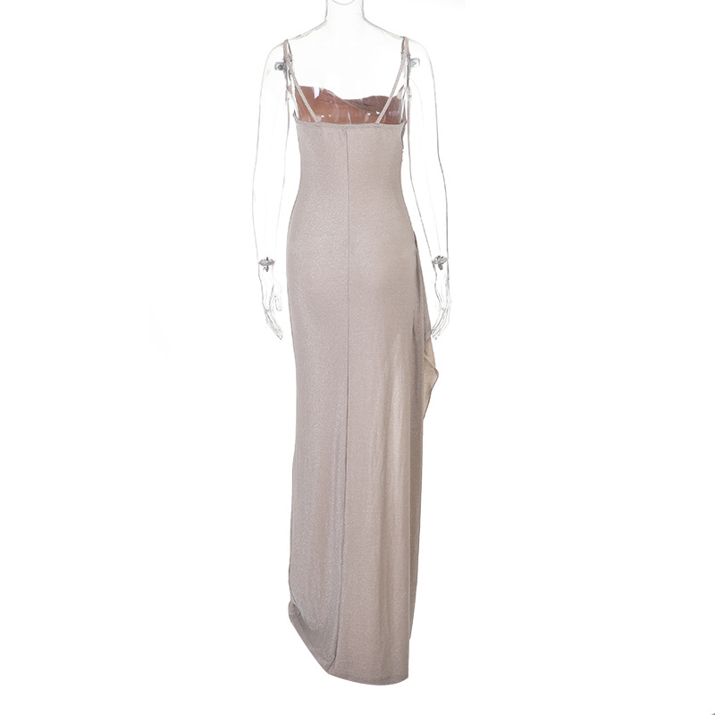Sparkly Strappy Slit Long Dress for Evening Parties