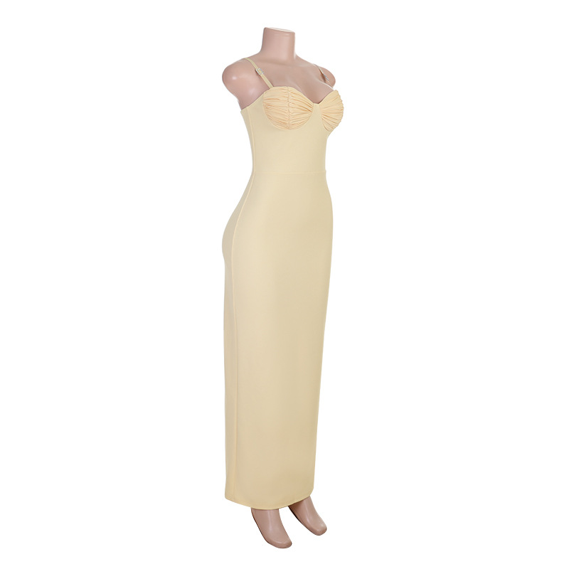 Strap Low Back Slit Dress for Evening Wear