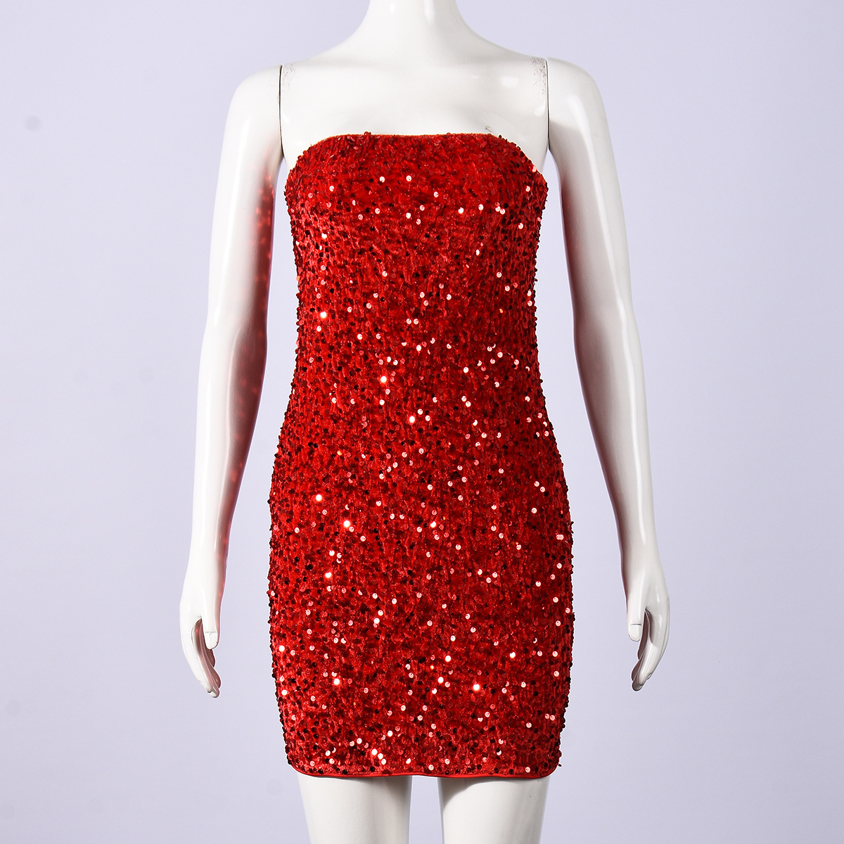 Sequin Strapless Low Back Dress for Summer Parties