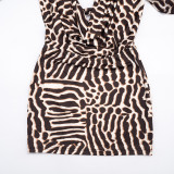 Women's Fall Animal Print Cowl Neck Long-Sleeve Sexy Bodycon Dress