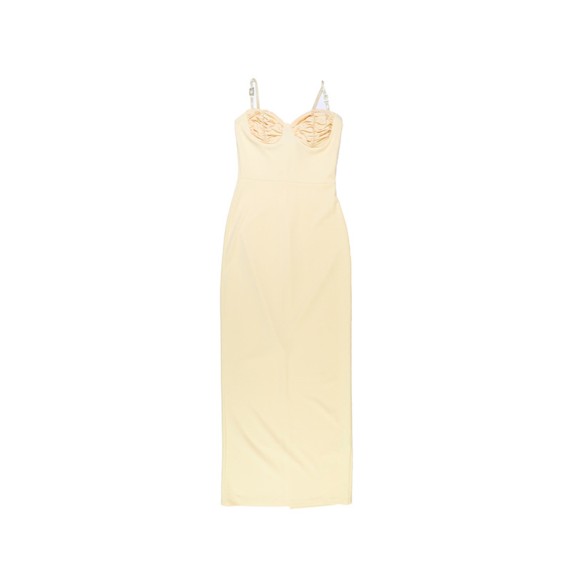 Strap Low Back Slit Dress for Evening Wear