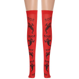 Red  Boo!  Ghost Halloween Socks Masquerade Costume Over-the-Knee Stockings