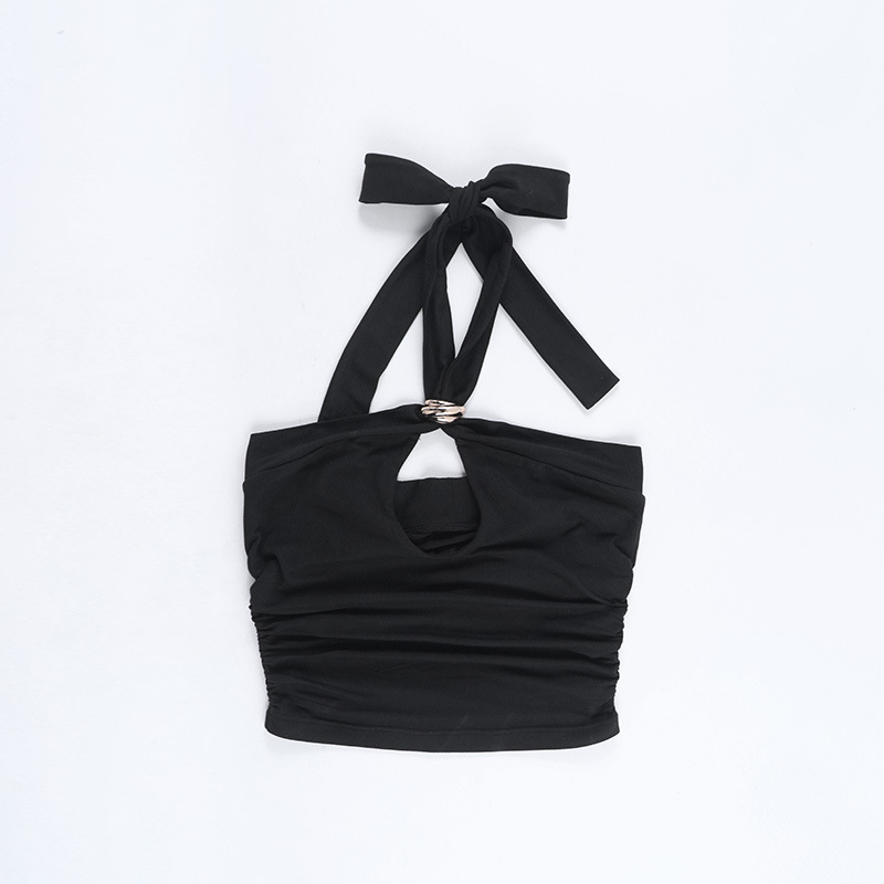 Halter Neck Cutout Basics Top for Casual Wear
