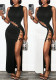 Women Sleeveless Round‑Neck Slit Dress