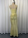 Women's Chic Strapless Ruched Fishbone Bodycon Formal Dress