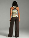 Women's Sexy Fashion Striped Print Sleeveless U-Neck Loose Pants Set