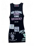 Women's Sleeveless Print Beaded Bodycon Mini Dress