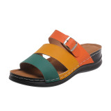 Plus Size Women Open‑Toe Wedge Slide Sandals for Summer Beach