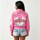 Fall/Winter Women's Racing Print PU Leather Fashion Jacket