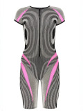 Women's Patchwork Striped High-Waist Slim-Fit Jumpsuit