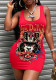 Women's Letter Print Sleeveless U-Neck Bodycon Mini Dress
