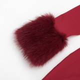 Fall/Winter Women's Sexy Mini Bodycon Dress with Fur-Trimmed Cuffs