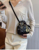Women's Fashion Mini Square Shiny Top-Handle Shoulder Crossbody Bag