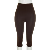 Fall Women's Solid Color Long-Sleeve Ribbon Detail Slim-Fit Capri Pants Set