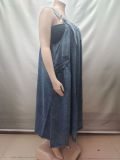 Women's Plus Size Denim Adjustable Strap Loose Maxi Dress