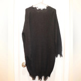 Women's Plus Size Loose V-Neck Pullover Asymmetrical Tassel Sweater Dress