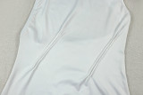 Women's Solid Color Tight-Fit High-Neck Slim-Fit Sleeveless Asymmetrical Low-Back Long Dress