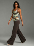 Women's Sexy Fashion Striped Print Sleeveless U-Neck Loose Pants Set
