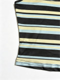 Women's Sexy Fashion Striped Print Sleeveless U-Neck Loose Pants Set