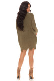 Women's Plus Size Loose V-Neck Pullover Asymmetrical Tassel Sweater Dress
