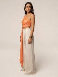 Women's Sexy Fashion Solid Color One-Shoulder Ruched Slim-Fit Ribbon Detail Top