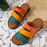 Plus Size Women Open‑Toe Wedge Slide Sandals for Summer Beach