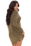 Women's Plus Size Loose V-Neck Pullover Asymmetrical Tassel Sweater Dress